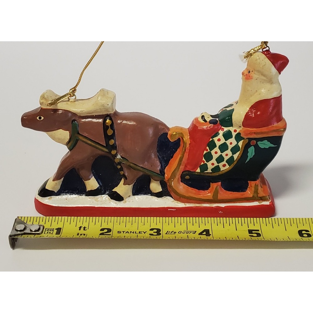 VTG House of Hatten HOH Christmas Ornament Resin 1994 Santa Sleigh Toys w/Hanger - Picture 10 of 10